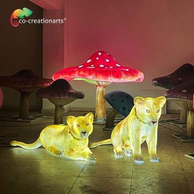 Goede prijs. De lichte omhoog Levensgrote Glasvezel Lion Statue Landscape Decorations van Glasvezeldieren online